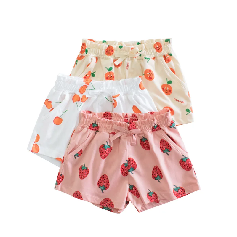 

2024 Summer New Girls' Fruit Colored Five Quarter Pants