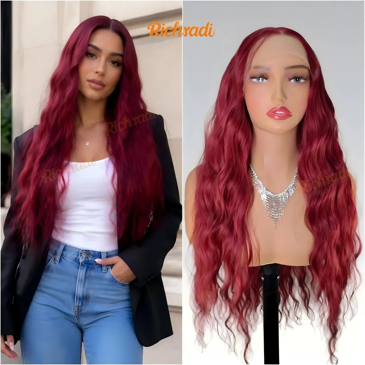 Body Wave 13x6 Hand-tied Lace Front Wig Large Area Free Part Invisible Hairline High Simulation Breathable Comfortable