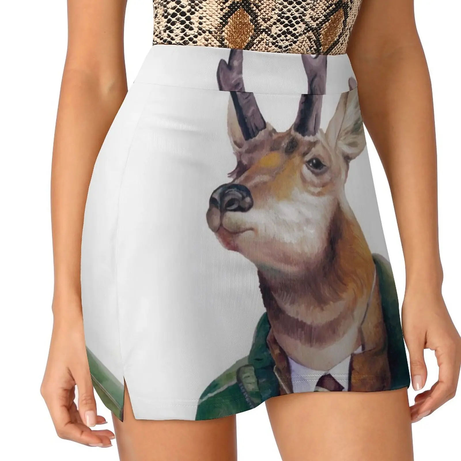 Pronghorn Deer Women's skirt Aesthetic skirts New Fashion Short Skirts Deer Pronghorn North American Antler Animals In Suits