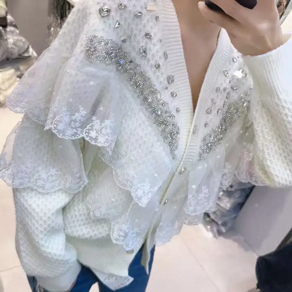 

High-end Autumn Winter 2025 Sweaters Women's Sweet Chic Knitwear Cardigan Fall Knit Top Outwear Knitted Coat Woman Clothes