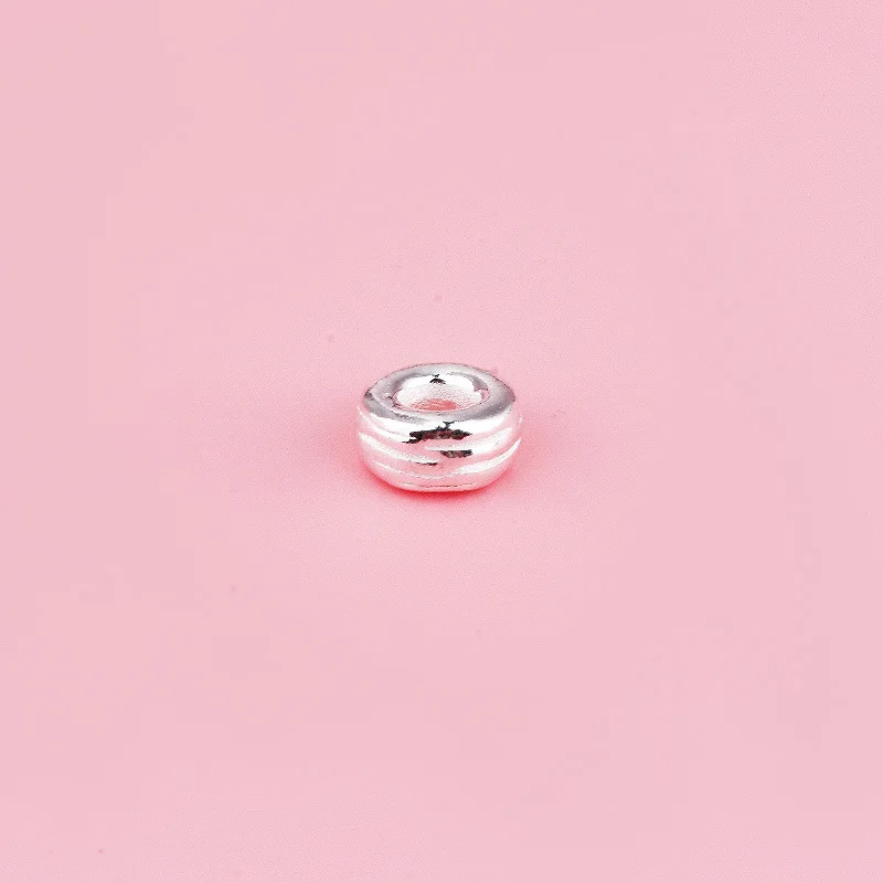 DIY S925 الفضة الاسترليني خمر ملفوف حفرة كبيرة مغلقة حلقة فاصل المنسوجة سوار قلادة باليد #3