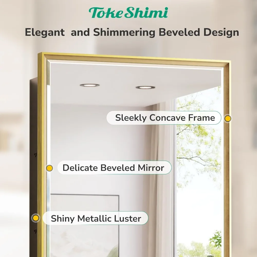 Wall-mounted mirror cabinet, metal beveled mirror with bathroom vanity storage space, aluminum mirrors cabinet mirrors