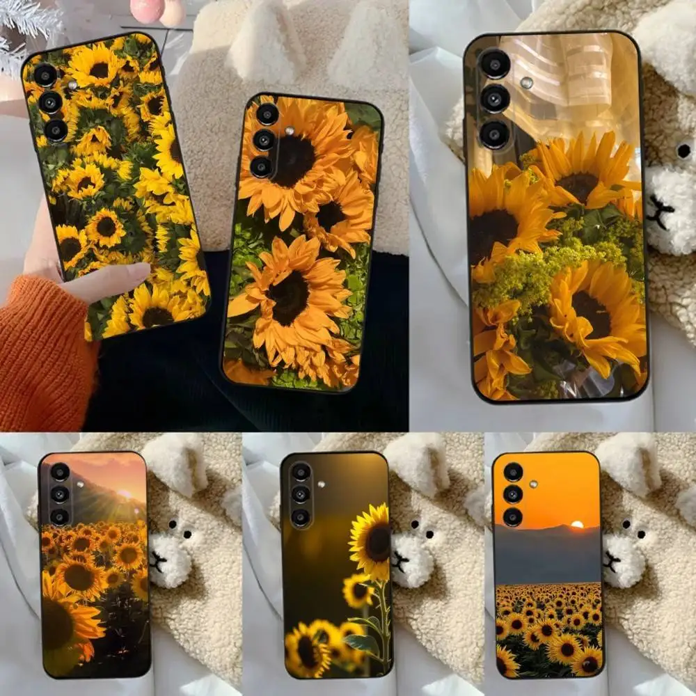 

Yellow Sunflower Phone Case For Samsung S24,23,22,30,21,10,9,Ultra,Plus,Lite,FE,5G Black Soft Case