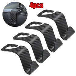 4Pcs Car Seat Headrest Hook for Auto Hidden Hook Back Seat Organizer Hanger Storage Holder Car Carbon Fiber Hooks for Purse Bags