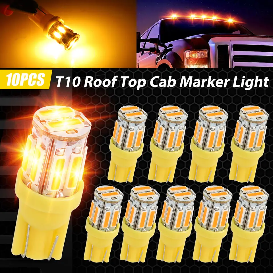 

Winetis 10X T10 168 192 2825 W5W Roof Top Cab Marker Running Light Bulbs For Ford F250 F350 Super Duty 1999-2016