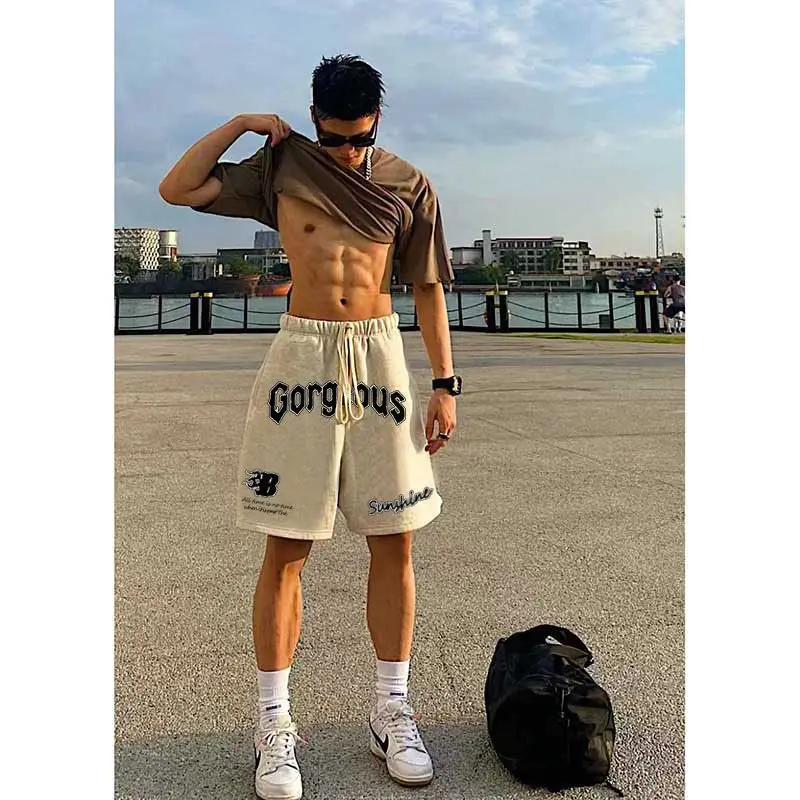 

Casual Hiphop American High Street Sport Shorts Men's Summer Street Versatile Loose Straight Leg Drawstring Casual Pants