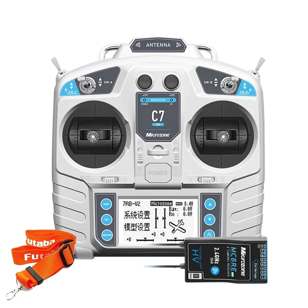MicroZone MC7 C7 MINI transmetteur Radio 2.4GHz 8CH avec récepteur MC8RE-V2 pour avion RC FPV Racer Drone hélicoptères Multirotor