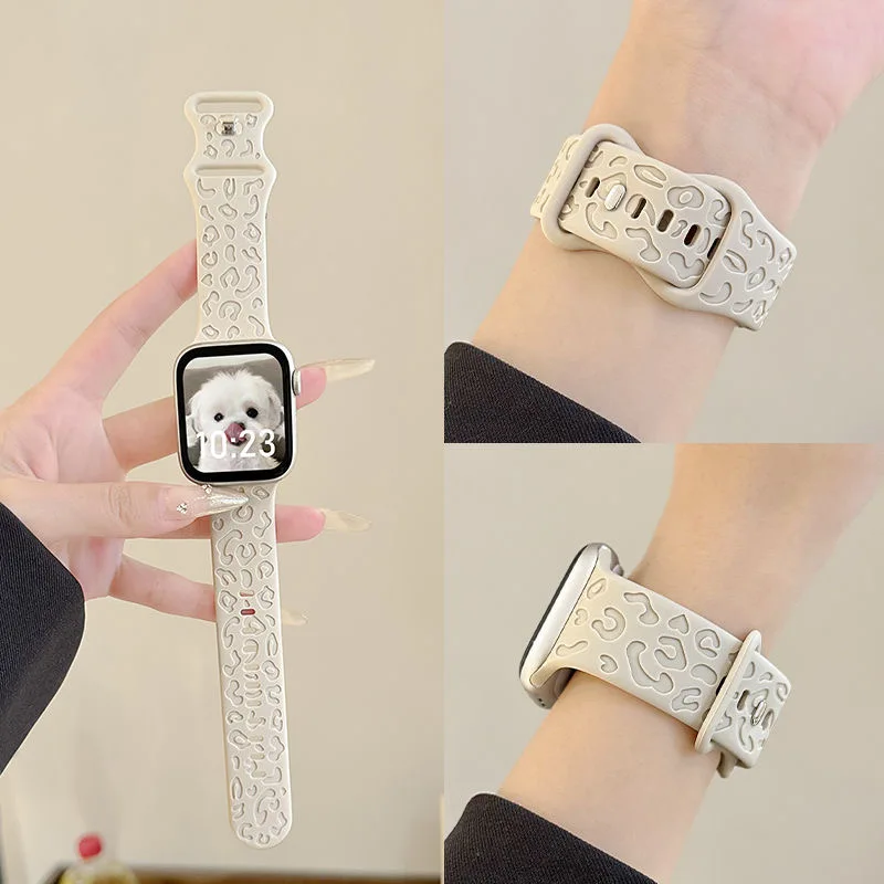 Leopard print silicone SE suitable for IWatch9 wrist strap Apple IWatch8/7th generation Ultra Apple S9