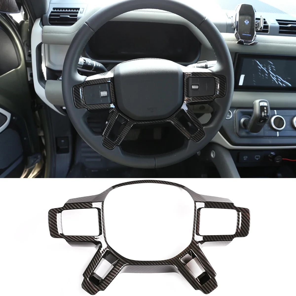 

For Land Rover Defender 90 110 130 2020-2024 ABS Car Steering Wheel Frame Cover Trim Stickers Car Accessories