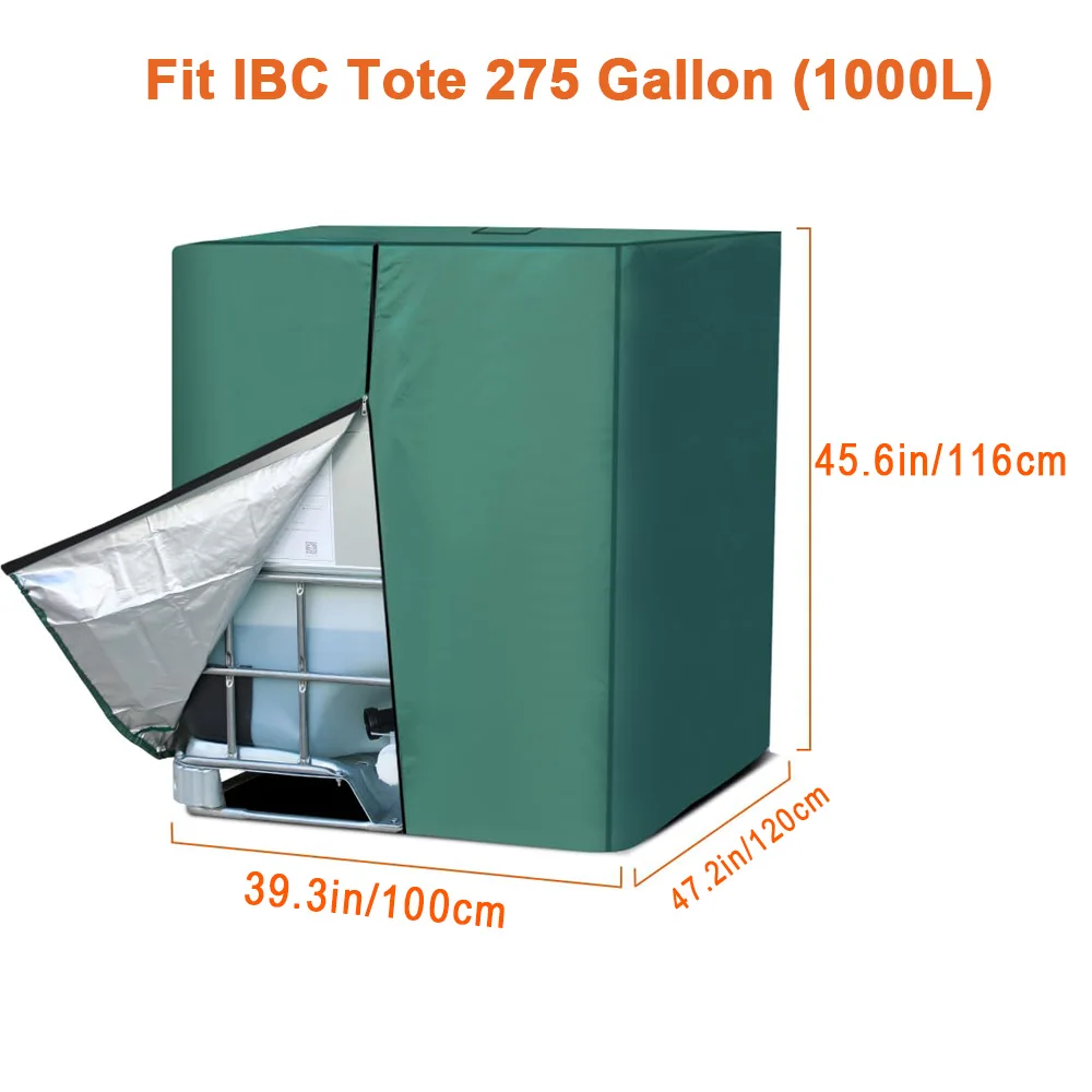 IBC Tote Cover with Zipper, 275 Gallon Sunshade Waterproof Protective Cover,Heavy Duty Nano Materials For 1000L 275 Gallon Water