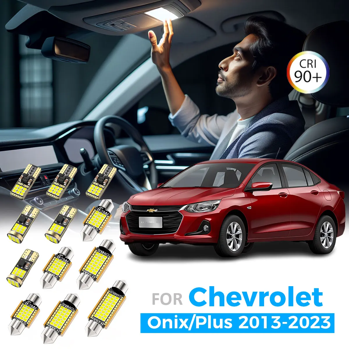 

AENVTOL 9Pcs LED Interior Reading Light Kit For Chevrolet Chevy Onix 2013-2019 2020 2021 2022 2023 License Plate Lamp Accessorie