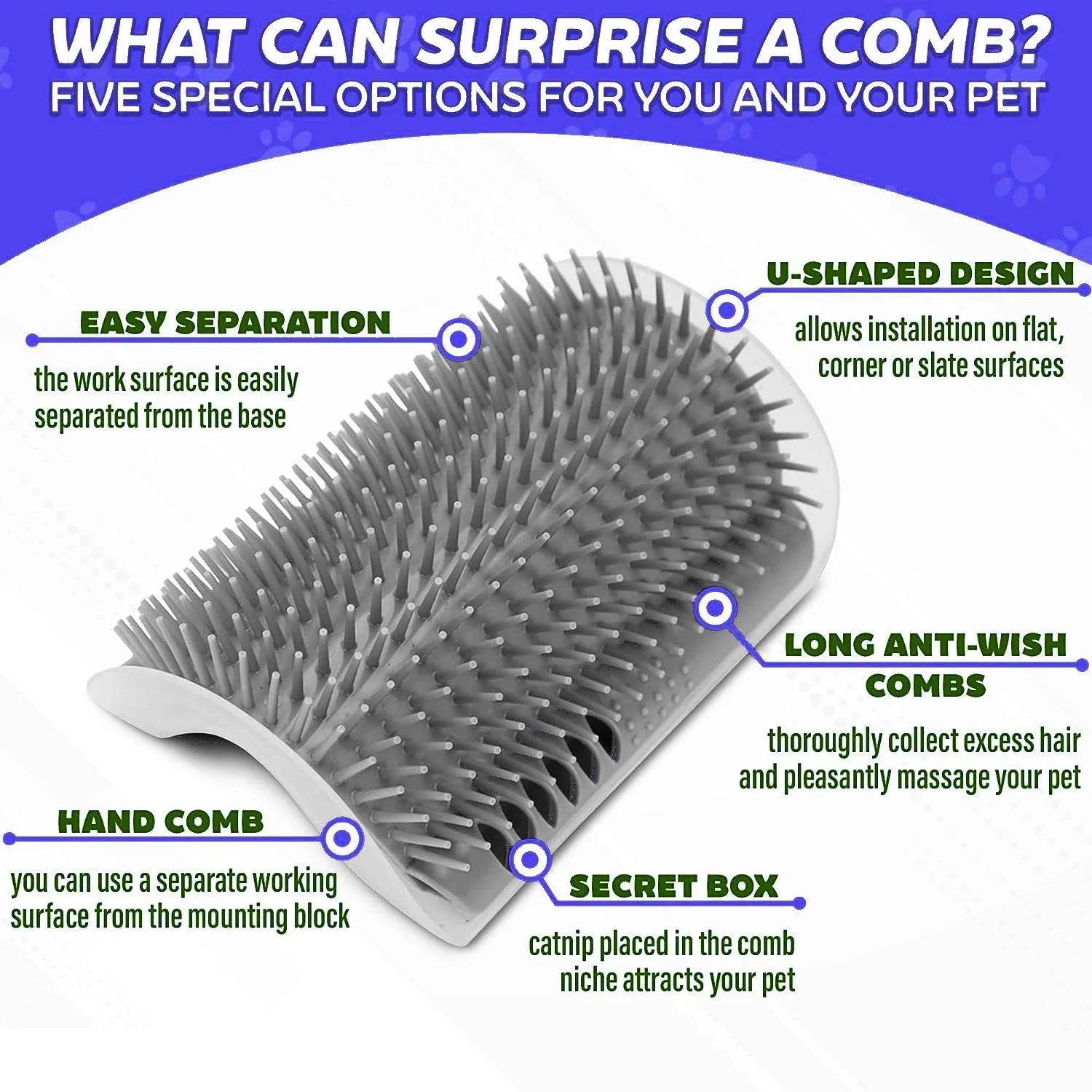 Szczotka do samodzielnego pielęgnowania kota, do narożników ścian, drapak do podbródka, miękka gumowa szczotka do masażu twarzy kociąt z kocimiętką, do narożników płaskich, do trzymania w ręce.