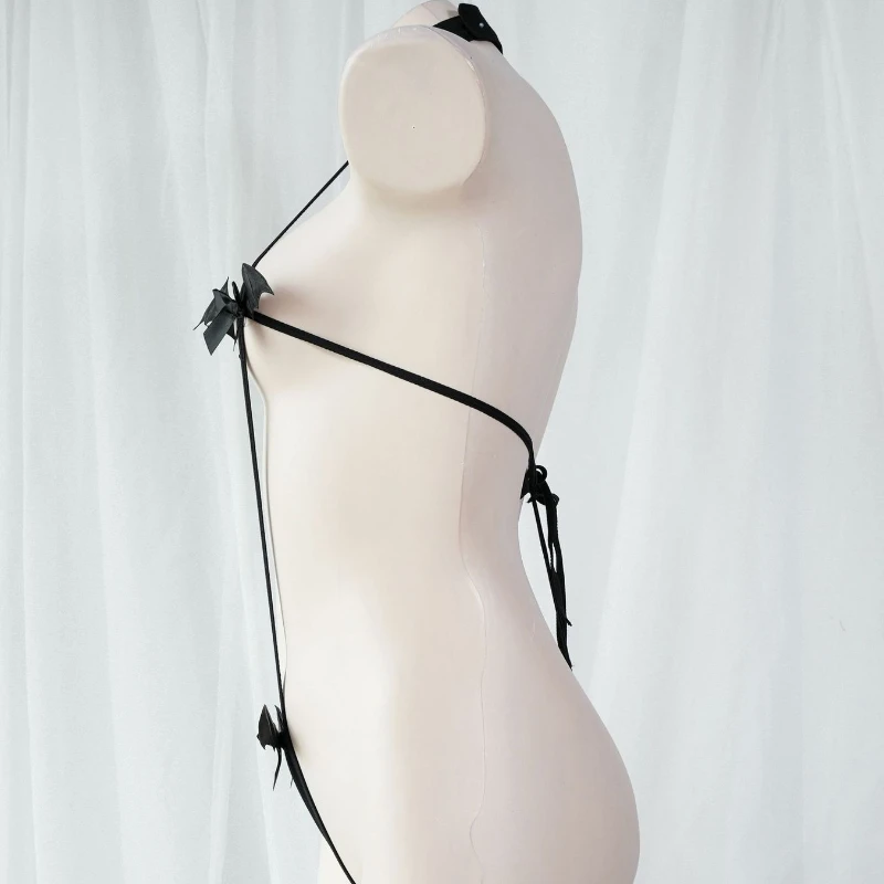 Conjunto de laço japonês com sino, pijama feminino de campainha cosplay sexy abóbora diabo lingerie feminina vestuário exótico