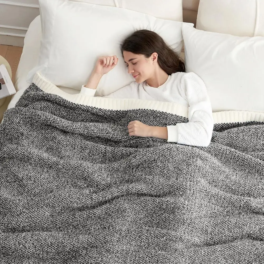 Luxe extra grote zwarte pluche queensize beddeken, zacht en gezellig 90x90 inch, ideaal voor slaapkamer
