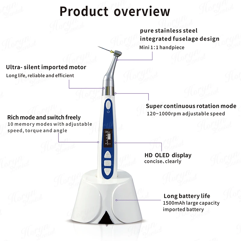 2 in1 Den tal Instruments Cordless Endodontic LED Rotary Files Endo Motor 1:1 Contra Angle With Built In Apex Locator