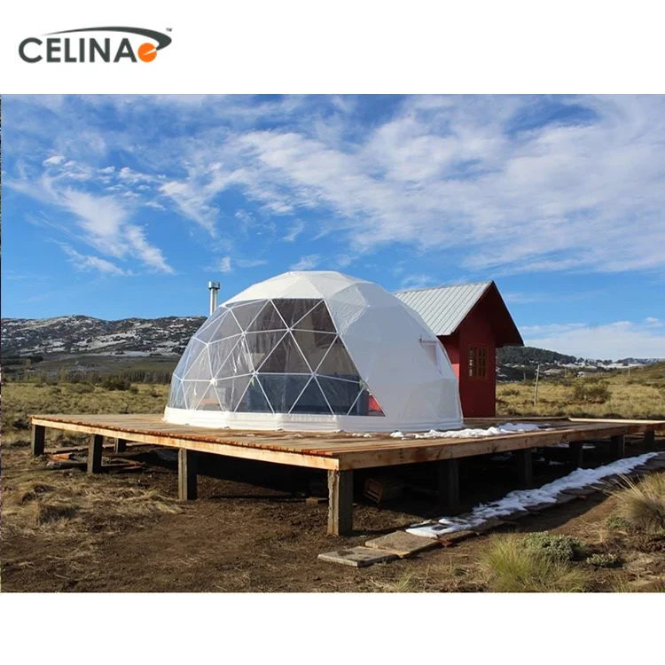 Resort impermeable Igloo Glamping cúpula geodésica casa tienda de tela de PVC de doble revestimiento tienda de cúpula insonorizada