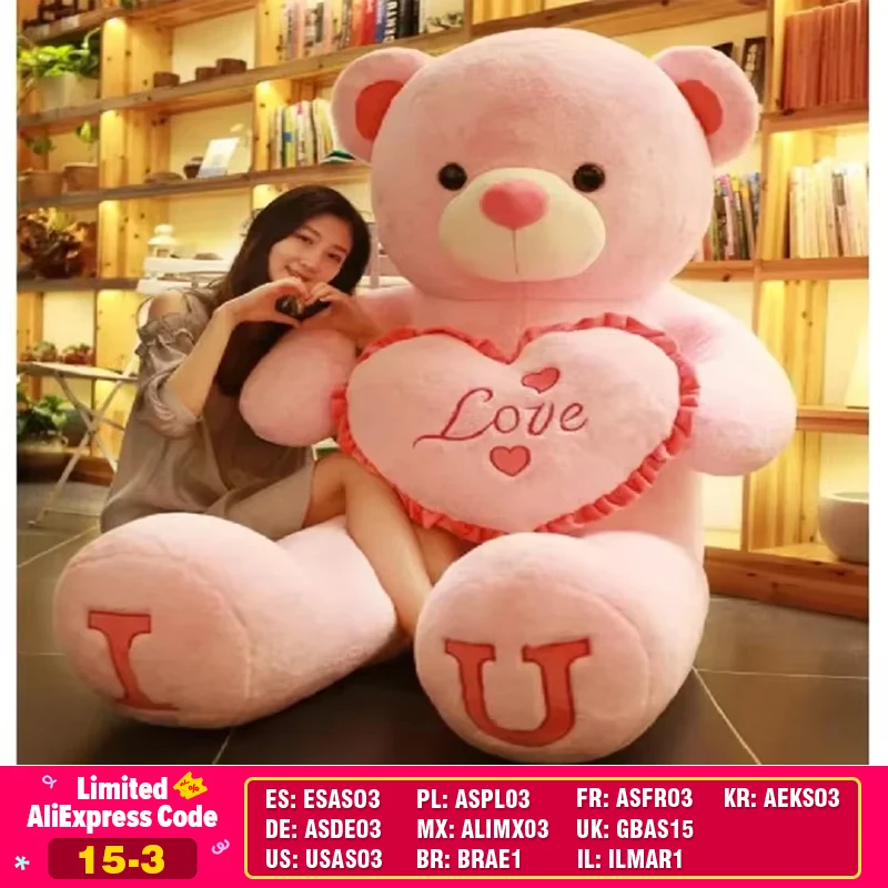 Birthday gift 80/100Cm Big LOVE Plush Toy Bear Giant Stuffed Animals Kawaii Large Soft Pillow Dolls Grilfriend Girls Wife Room