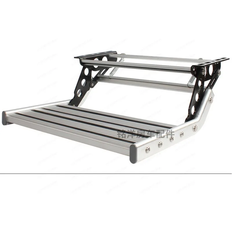 RV single-layer double-layer electric folding step trailer with light welcome pedal aluminum alloy manual step