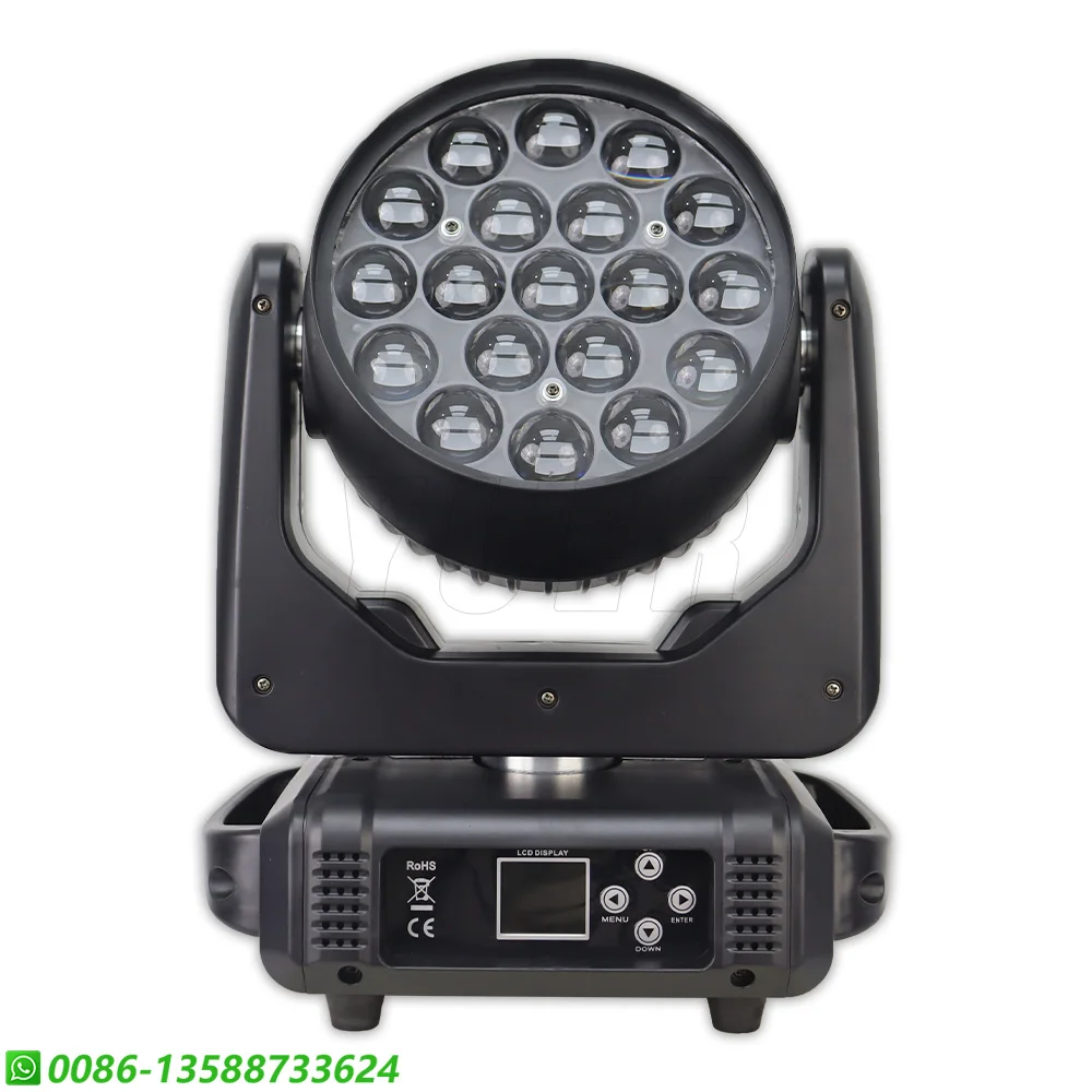 2PCS Zoom Wash Beam 19x15W RGBW LED Moving Head Lighting Disco Dj KTV Party