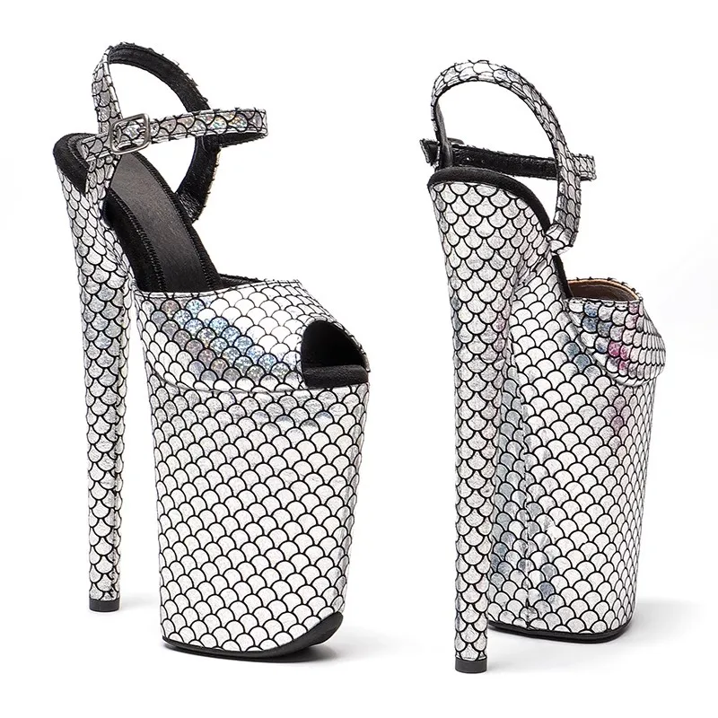 

LAIJIANJINXIA New 23CM/9inches PU Upper Sexy Exotic High Heel Platform Party Sandals Pole Dance Shoes 047