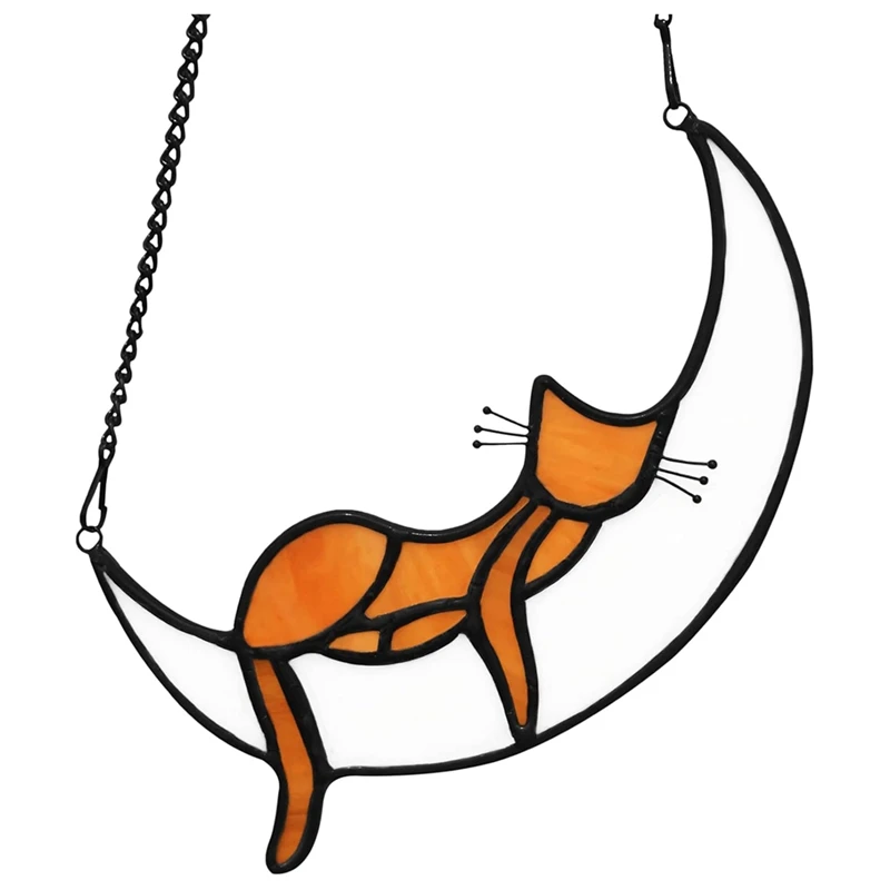 Regali per gli amanti dei gatti arancioni impiccagioni per finestre in vetro colorato acchiappasole per gatti che dormono per finestra