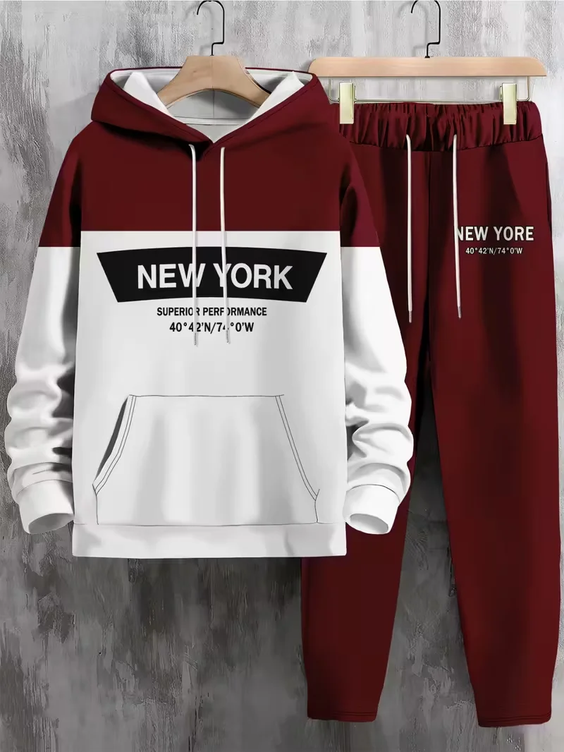 

Осенне-зимний мужской спортивный комплект с капюшоном и буквенным принтом для мужчин, комплект с 3D-принтом, быстросохнущий и дышащий комплект с капюшоном