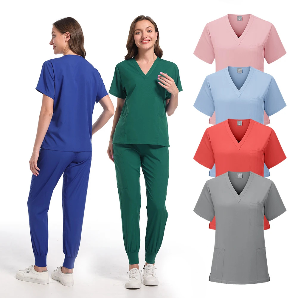 New Washable Clothe Split Suit Short Sleeved Hand Brushing Pet Dentist Nurse Work Clothes Men Medical Care Clothes Nurse Uniform