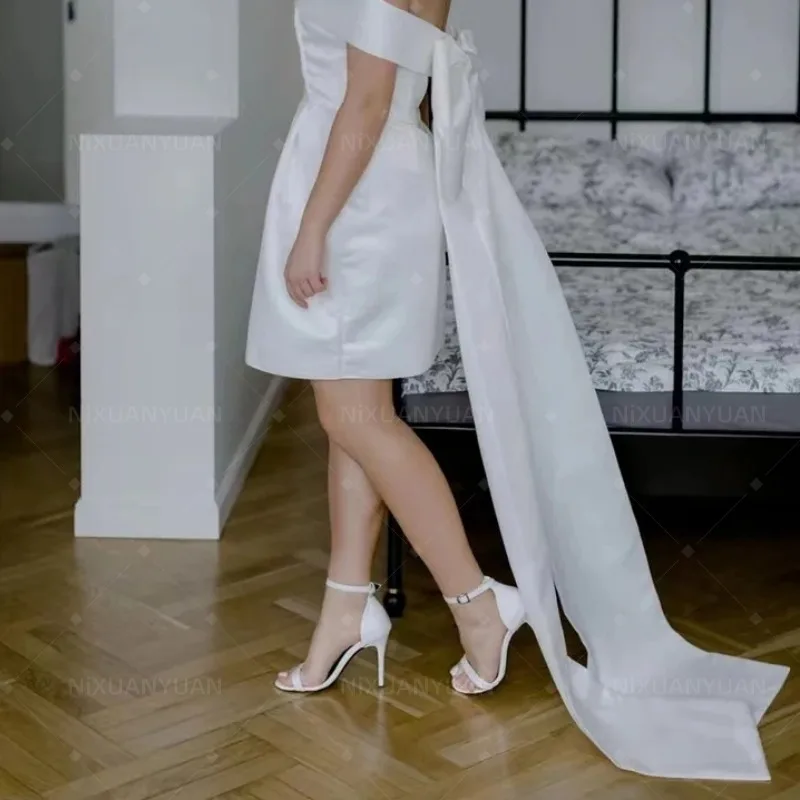 Vestido de novia con lazo de satén grande separado, nudos extraíbles, vestidos de fiesta de noche de novia, nudos de satén DIY