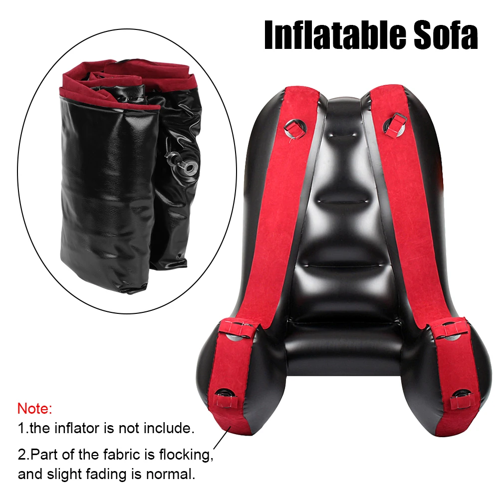 Split Leg Sofa Mat Inflatable Sex Chair Bed Flocking PVC Sex Furniture Aid Adult Games Sex Tools For Couples Women With Straps