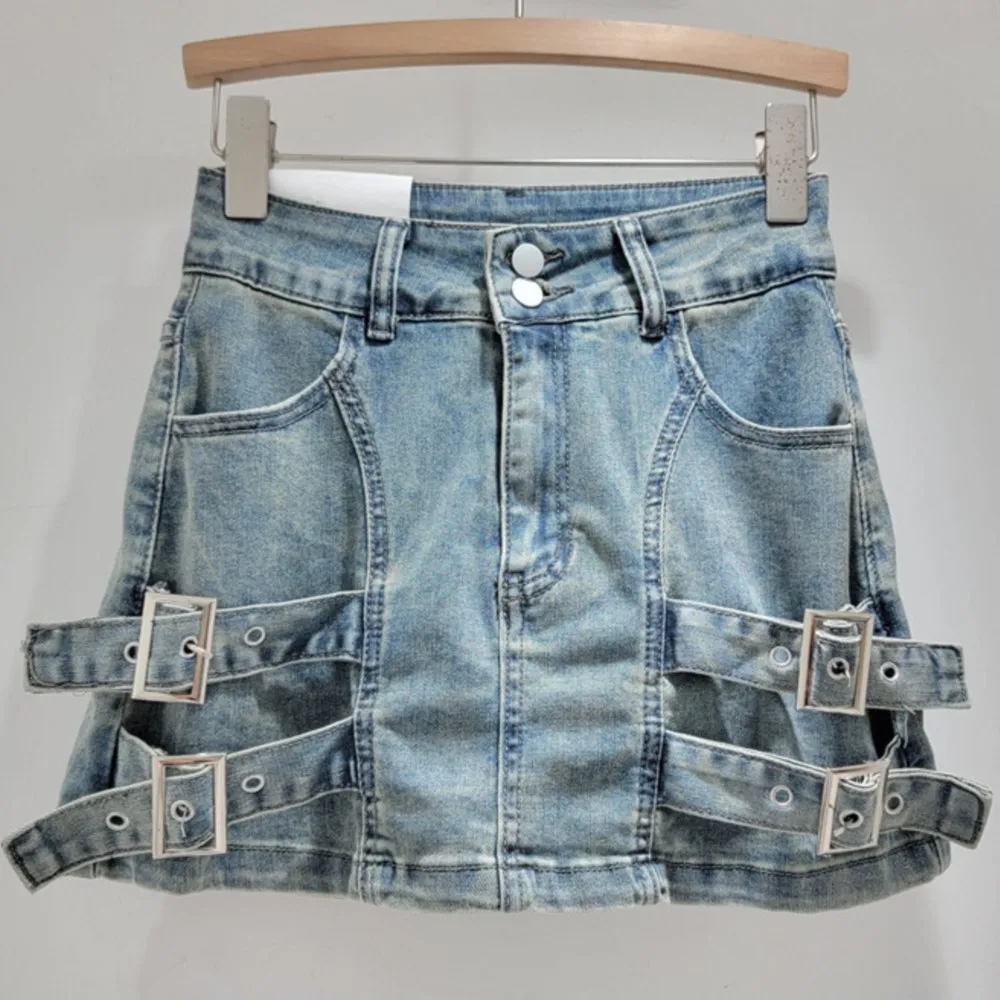 

Summer New Women's Sexy Elastic Retro Low Waist Wrap Denim Short Skirt