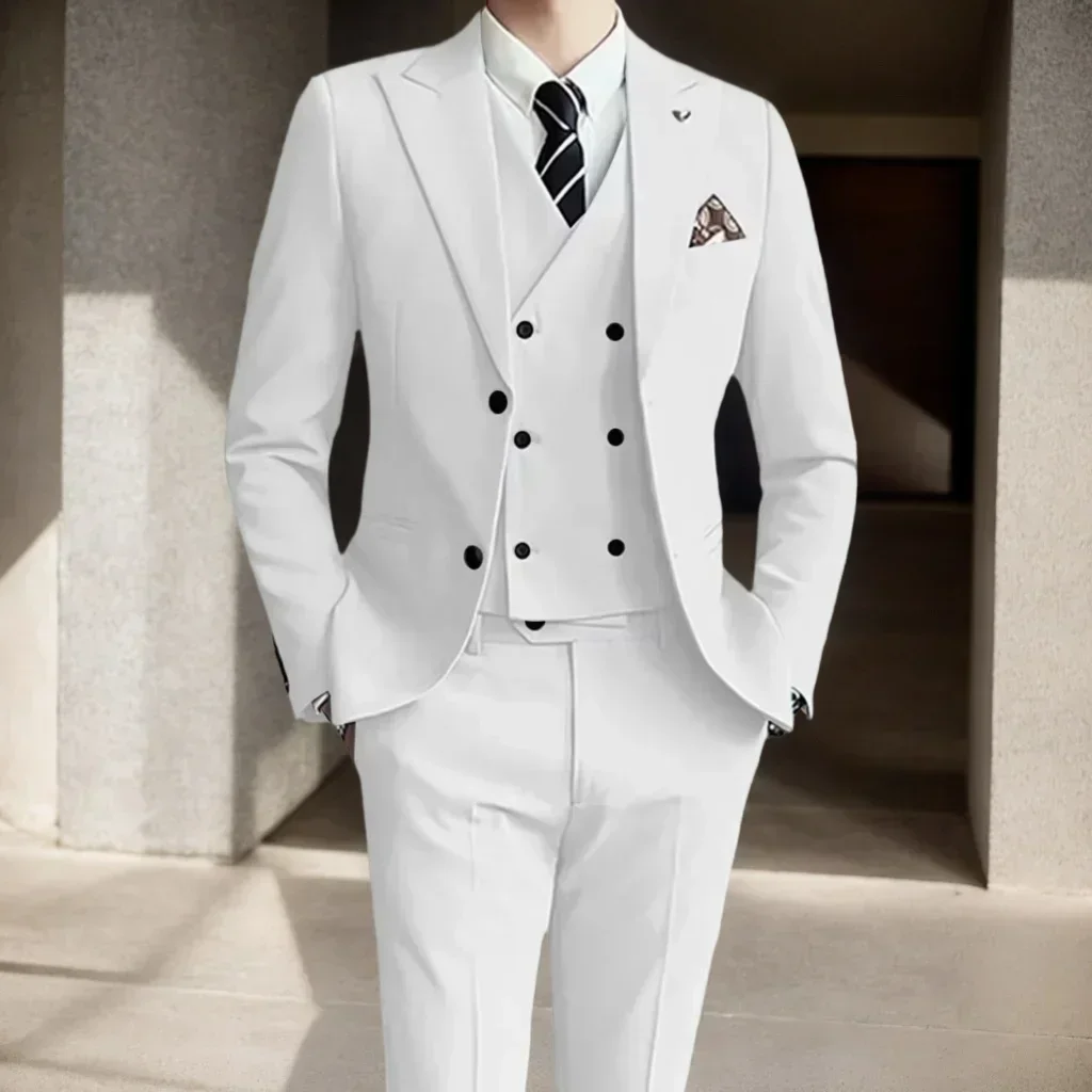 

Solid Color Formal Business Suits High-quality Wedding Art 3 Pieces Blazer Vest and Pants Set for Wedding Dresses Banquet