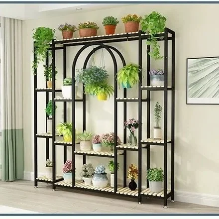 Flower rack multi-layer balcony floor-to-ceiling rack wrought iron indoor flower pot rack green dill succulent plant