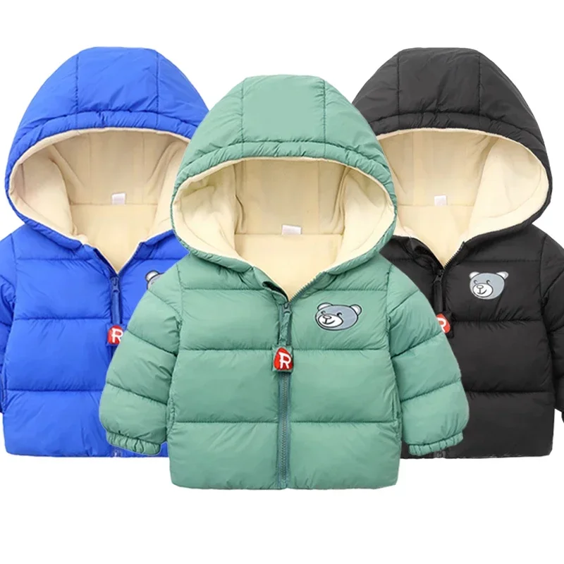 Kids Clothes Children\'s Jacket Coat Clothing Boy Girl Hooded Thicken Velvet Lining Keep Warm Down Jacket Children Clothing