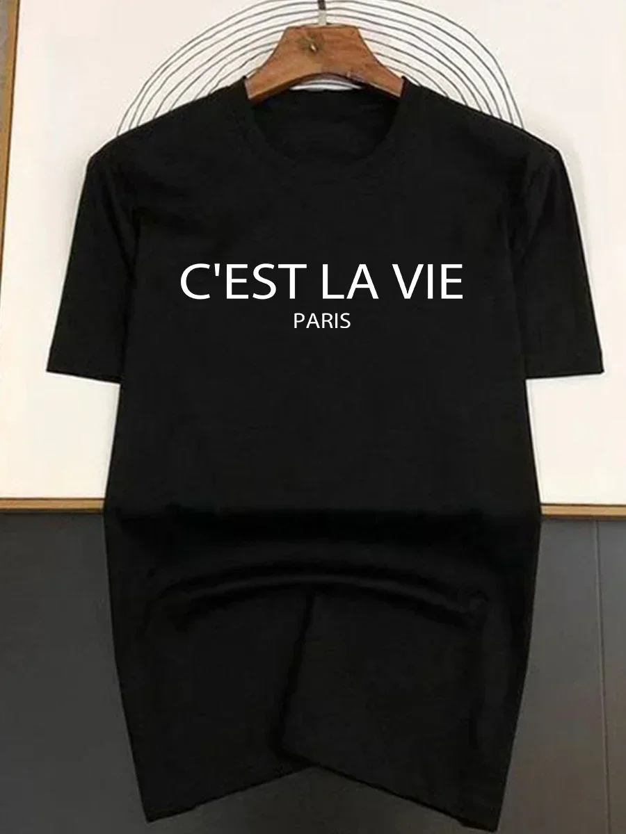 Heavy Cotton Summer Fashion Trend Men And Kids T-shirt High-End Brand Crew-Neck Loose Short-Sleeved Letter Print