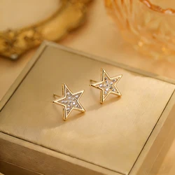 DE155 Fashion Delicacy Elegant 4A Zircon Five-Star Ear Stud GIRL'S Gift Party Banquet WOMEN'S Jewelry Earrings 2021