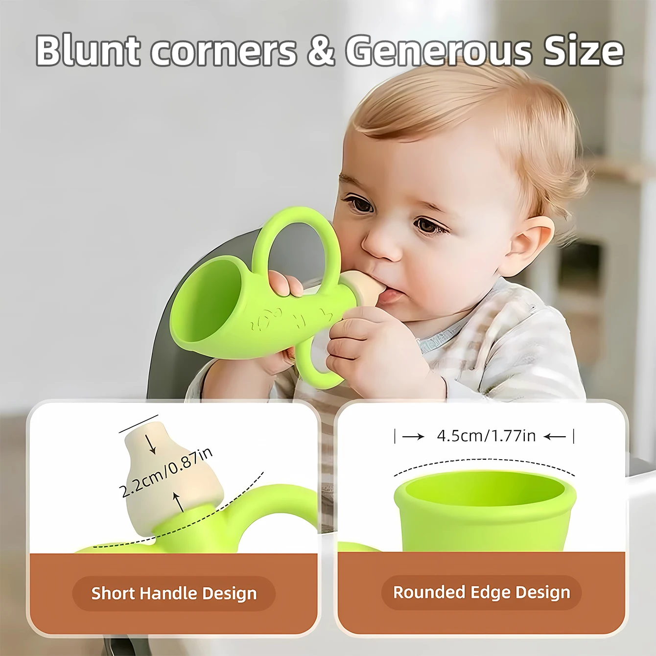 赤ちゃんのおもちゃのシリコン製小さなホーン - 吹いて噛むことができ、教育的な早期教育用の赤ちゃん用楽器です。