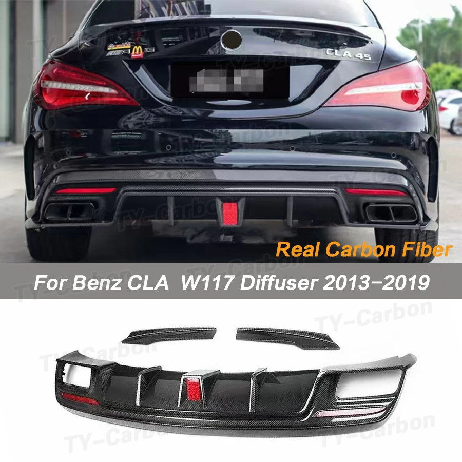 

Real Carbon Fiber Rear Bumper Diffuser With Led Light Side Splitters For Benz CLA W117 CLA200 CLA250 CLA260 CLA45 AMG 2013-2019