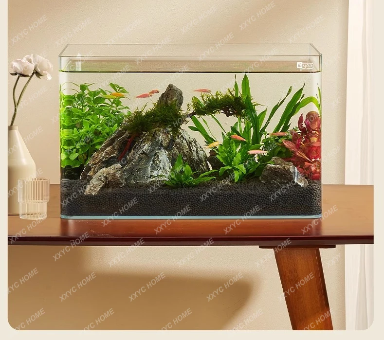 Glass Hot Curved Fish Tank Desktop Small Aquarium Living Room Aquatic Plants Landscape Fish Ecological Turtle Bare Tank