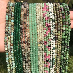 Micro Faceted Beads Natural Stone Green Jades Turquoises Unakite 2 3 4 mm Spacer Loose Beads for Jewelry Making DIY Bracelet