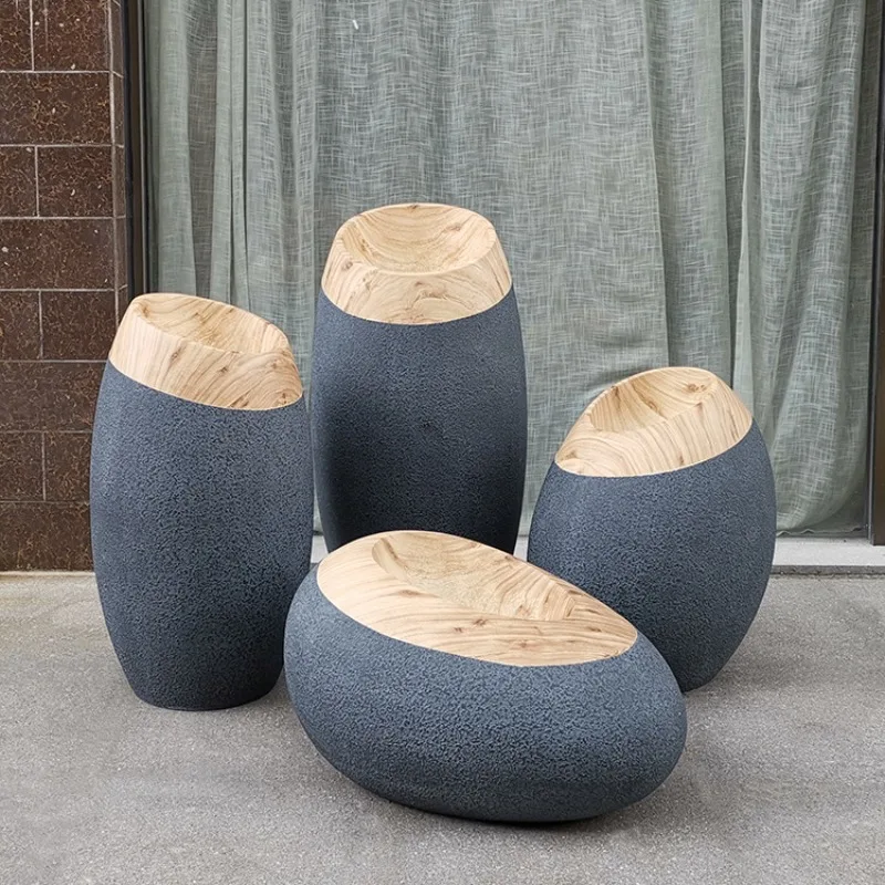 Wood grain fiberglass floor vase, floral ornament of the company's front desk hotel
