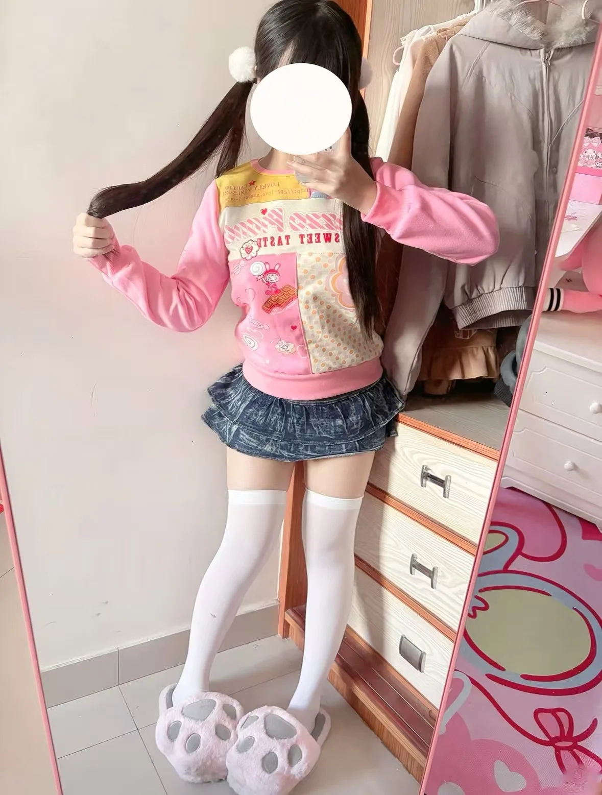 

Vintage Preppy Style Fairycore Y2k Top Bottomshirt Spring Sweatshirt Pullover Japanese Cartoon Sweet Girl Long Sleeved T-shirt