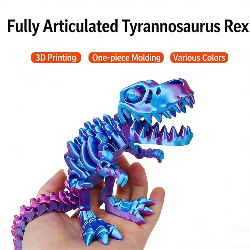 3D Printed Tyrannosaurus Rex Skeleton Fidget Toy Rotatable Dragon Set Dinosaur Crafts Model Kids Birthday Gift Decoration