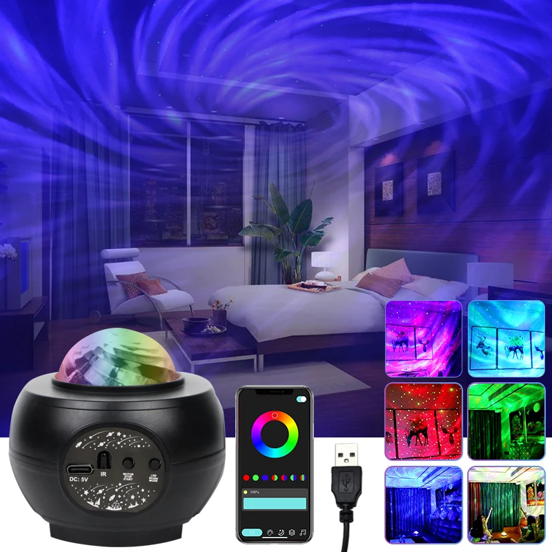 WUZSTAR USB Night Light Lamp With Bluetooth Sound Controlled Projector Starry Sky RGB Gaming Room Decoration Led Lights For Room