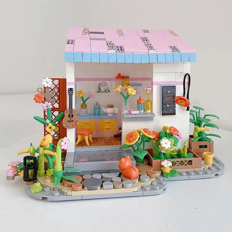 Toy for Children Studio Gallery Garden City Street Architecture 3D Model DIY  Blocks Bricks Building Fairy Tale Town