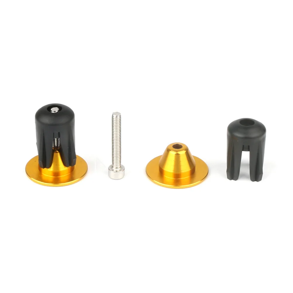 1Pair Aluminum Alloy Bar End Caps Lightweight Durable Handlebar Plugs for Mountain Road Fixie Bikes Gold Bar Ends