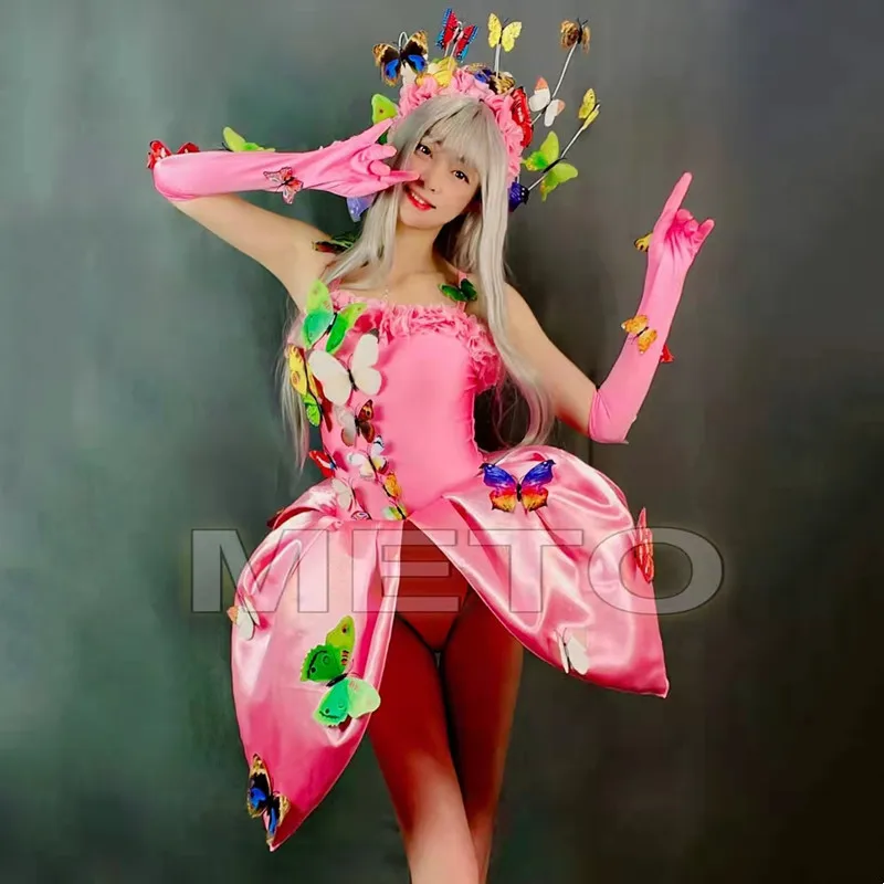 Festival Party Big Petal Butterfly Dress 4 Colors Women Dance Team Show Stage Wear Singer Performance Clothes Dancer DS Costume