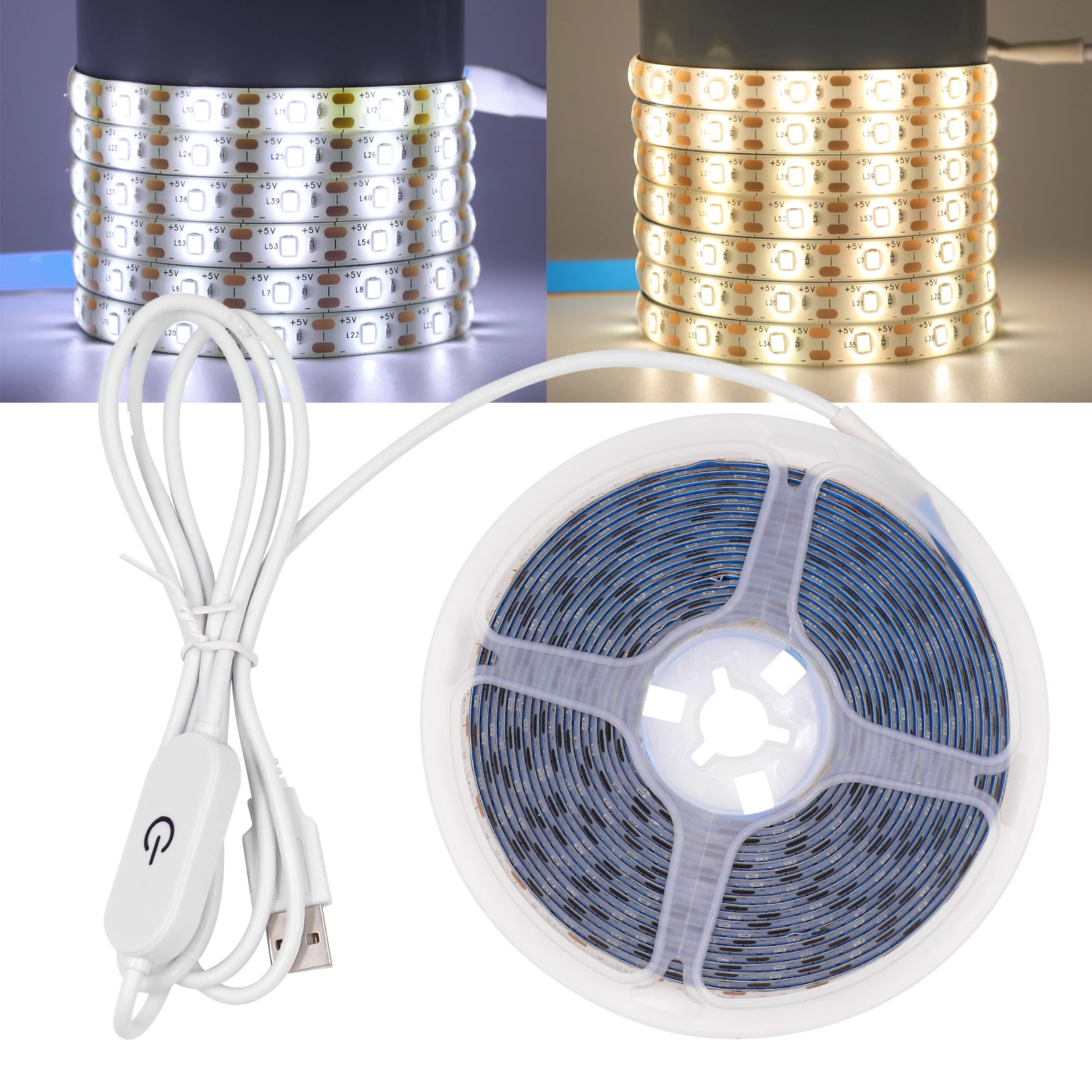 LED Strip With Touch Sensor 0.5M/1M/2M/3M/4M/5M Dimmable Flexible LED Strip Light Bends for TV Backlight Room Decoration