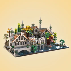 Gobricks MOC Rings Movie Rivendell Building Blocks Rings Movie Rivendell European Castle Street View Bricks Model DIY Toys Gift