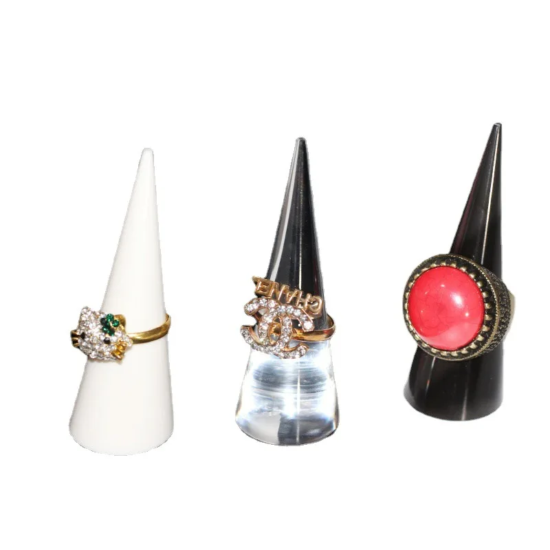 Transparent/Black/white Acrylic Conical Jewelry Ring Display Display Props Ring Support Three-dimensional Jewelry Display Stand