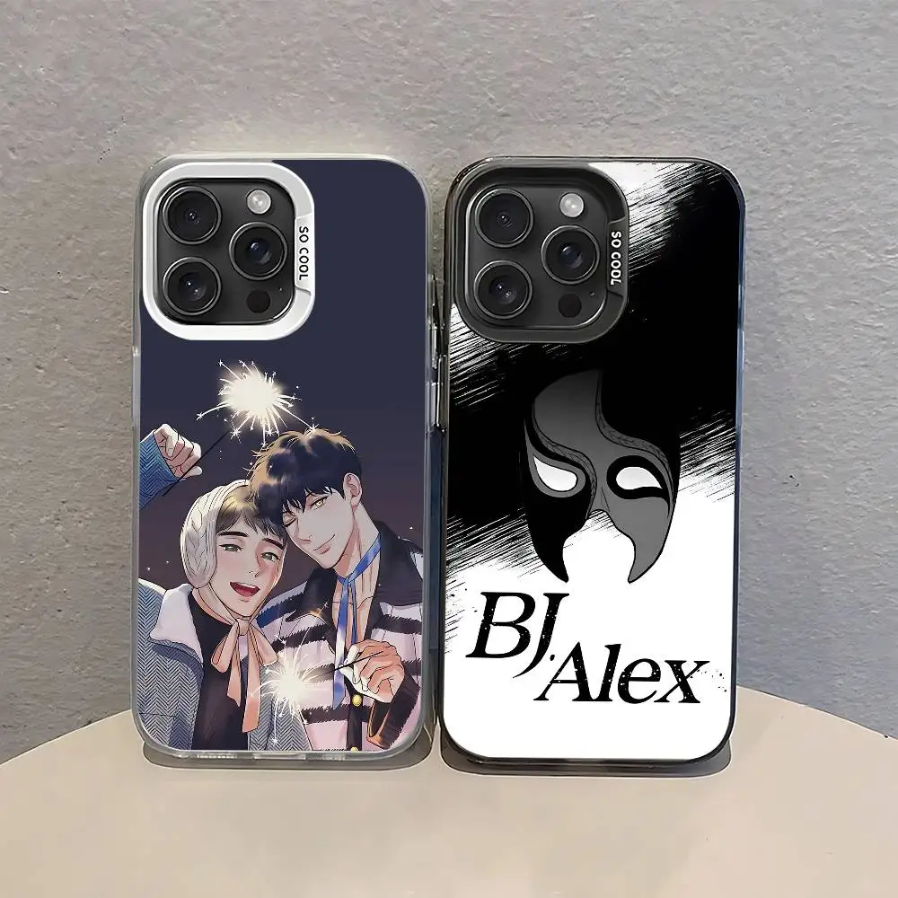 Funda para Teléfono Comics B-BJ A-Alex para iPhone 17 16 15 14 13 12 11 Pro Max Plus, Color Plateado, Resistente a Impactos